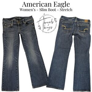 American Eagle Slim Boot Jeans Womens 8 Denim Low-rise Stretch Flare y2k preppy